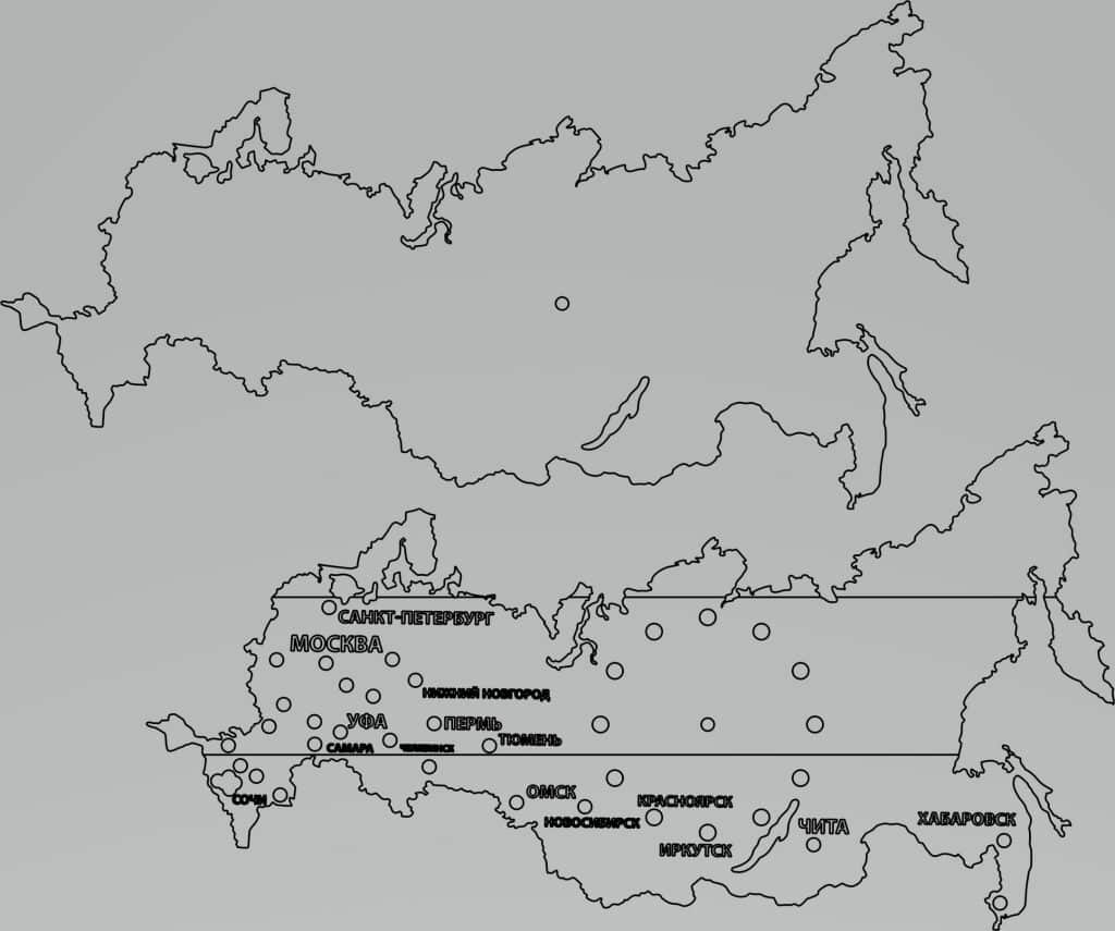 Reloj «Mapa de Rusia» — vector para corte CNC