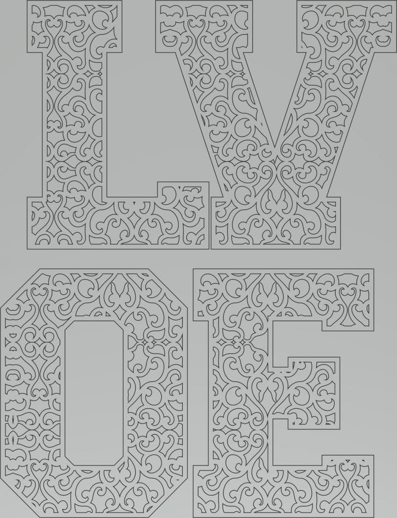 Letras LOVE — vector para corte CNC