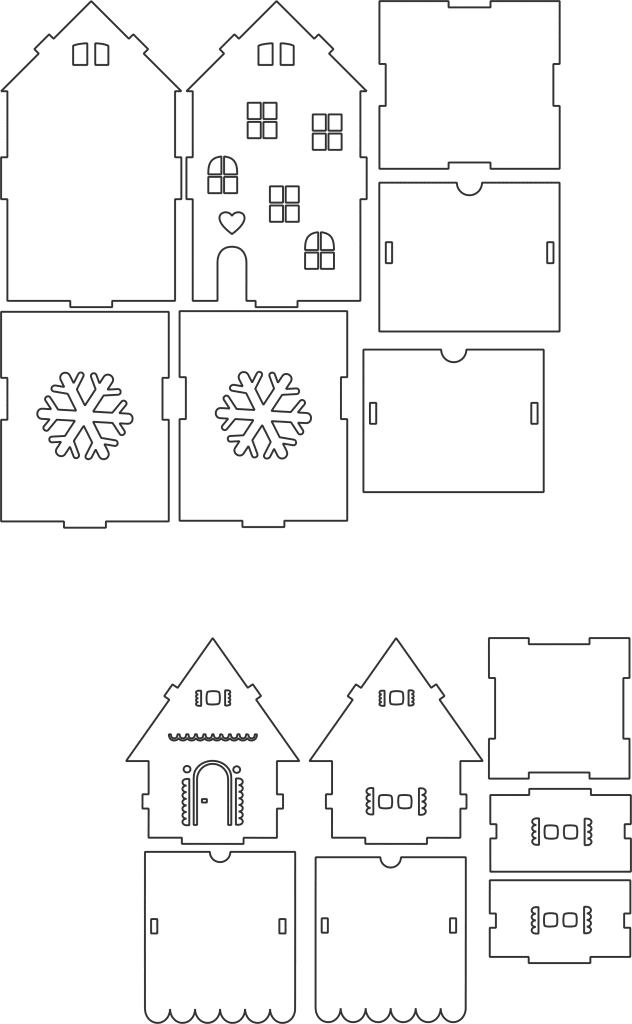 Casa «Copos de nieve» — vector para corte CNC