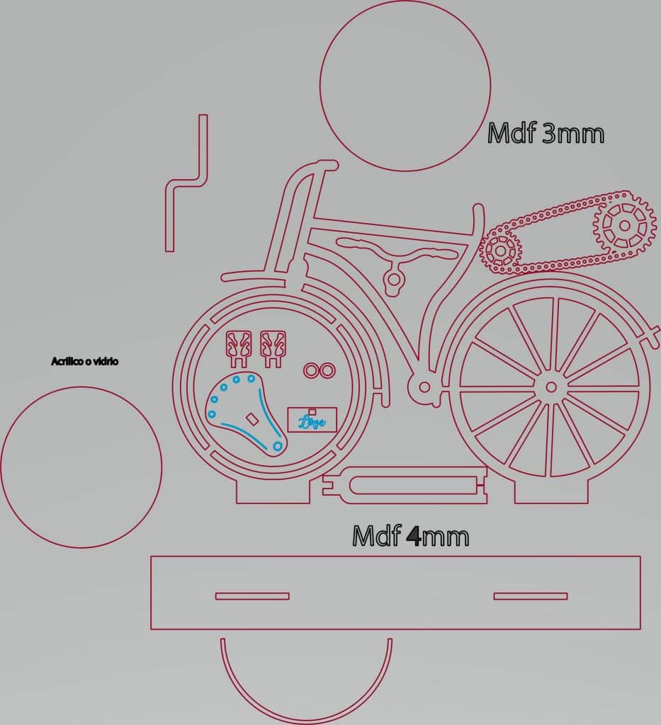 Bicicleta con base — vector para corte CNC