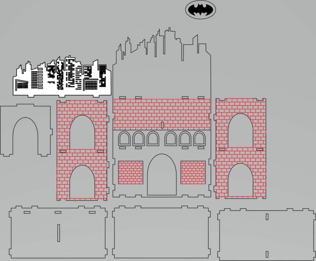 Construcción tipo castillo — vector para corte CNC