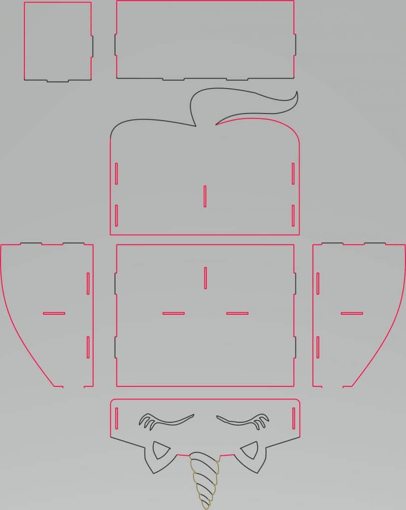 Caja de unicornio — vector para corte CNC