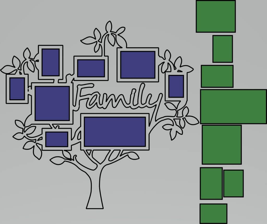Árbol de fotos «Family» — vector para corte CNC