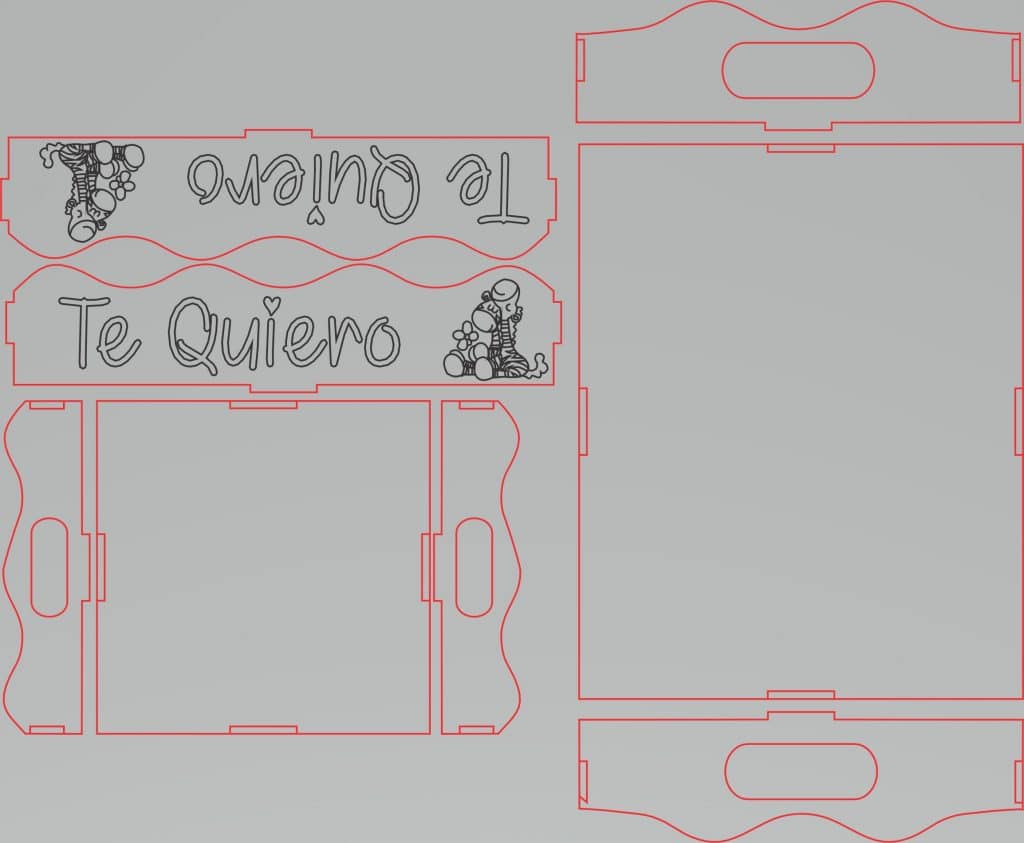 Charola «Te quiero» — vector para corte CNC