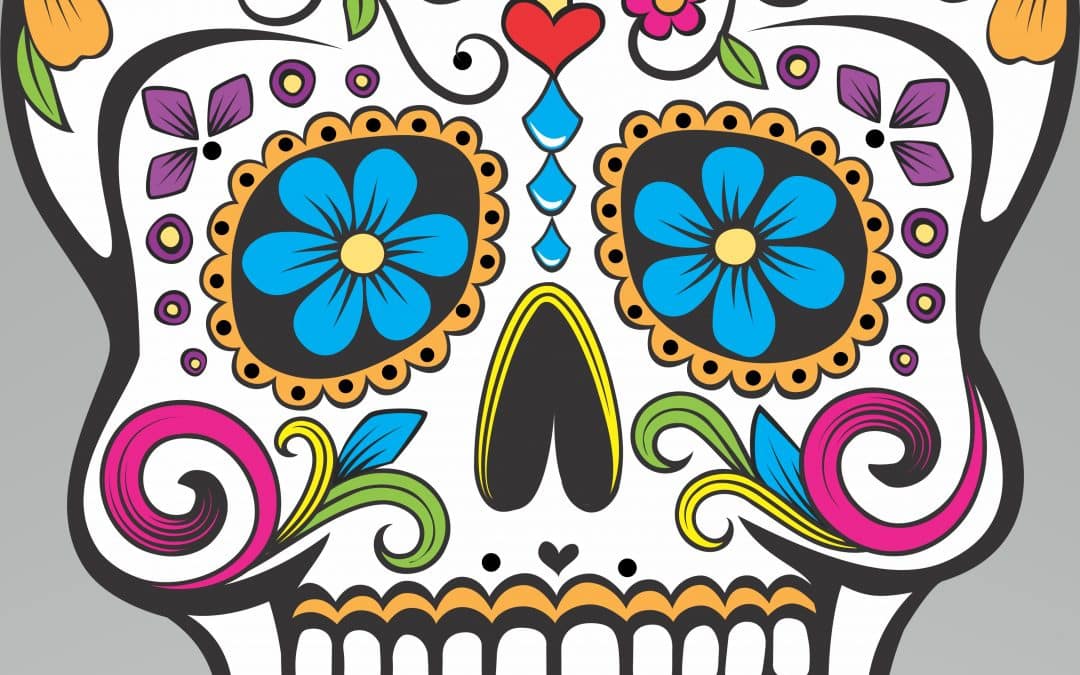 Calavera «Flores azules»