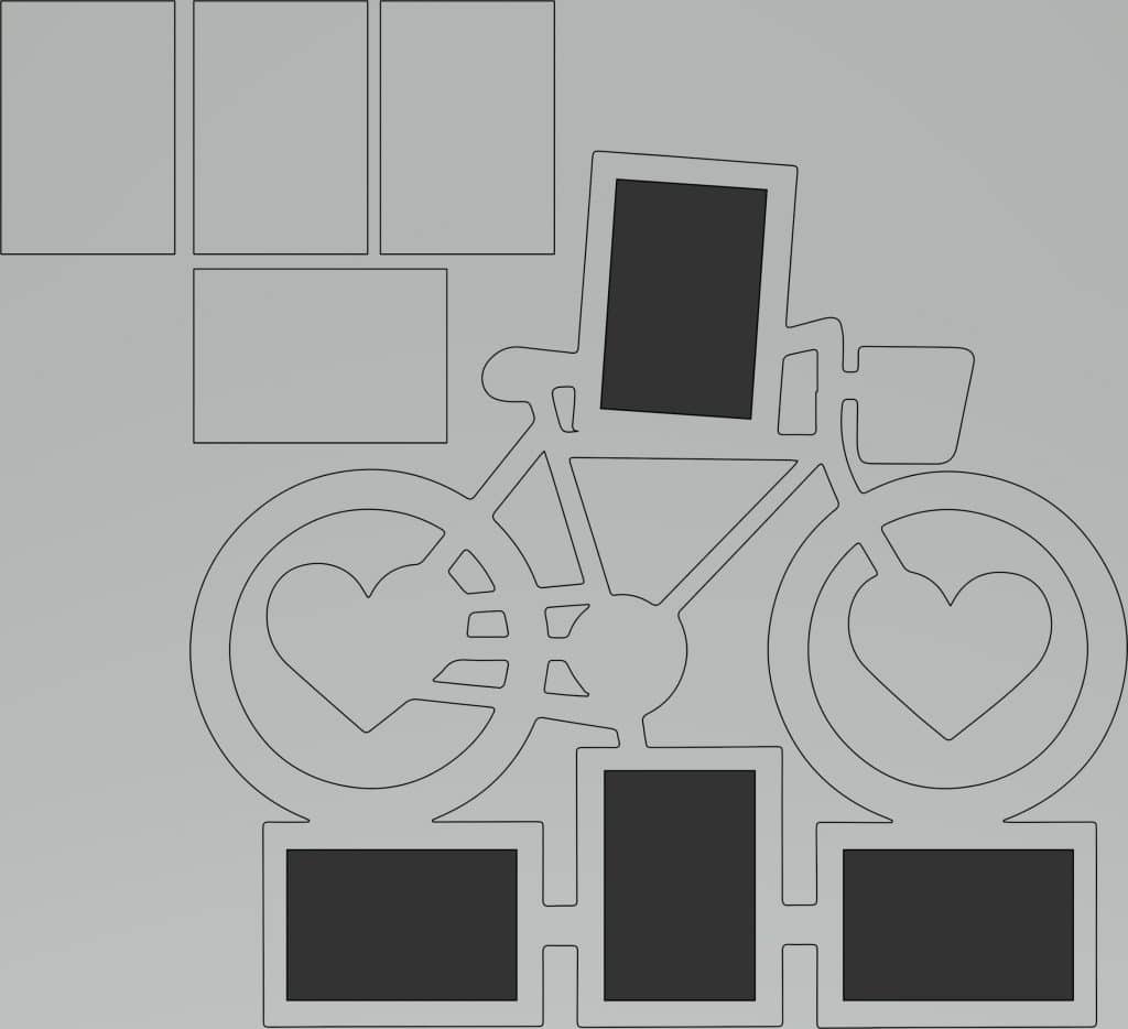 Bicicleta de corazones — vector para corte CNC