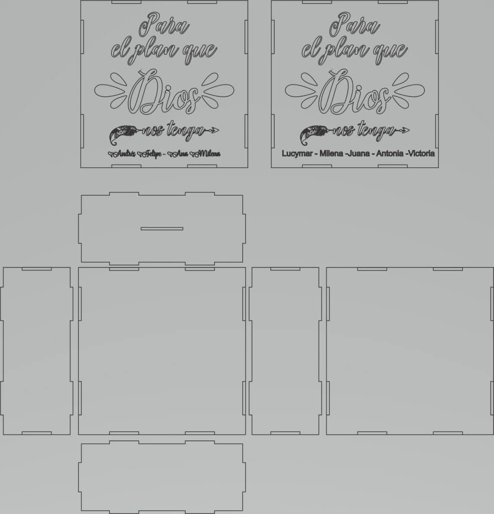 Caja cuadrada «Dios» — vector para corte CNC