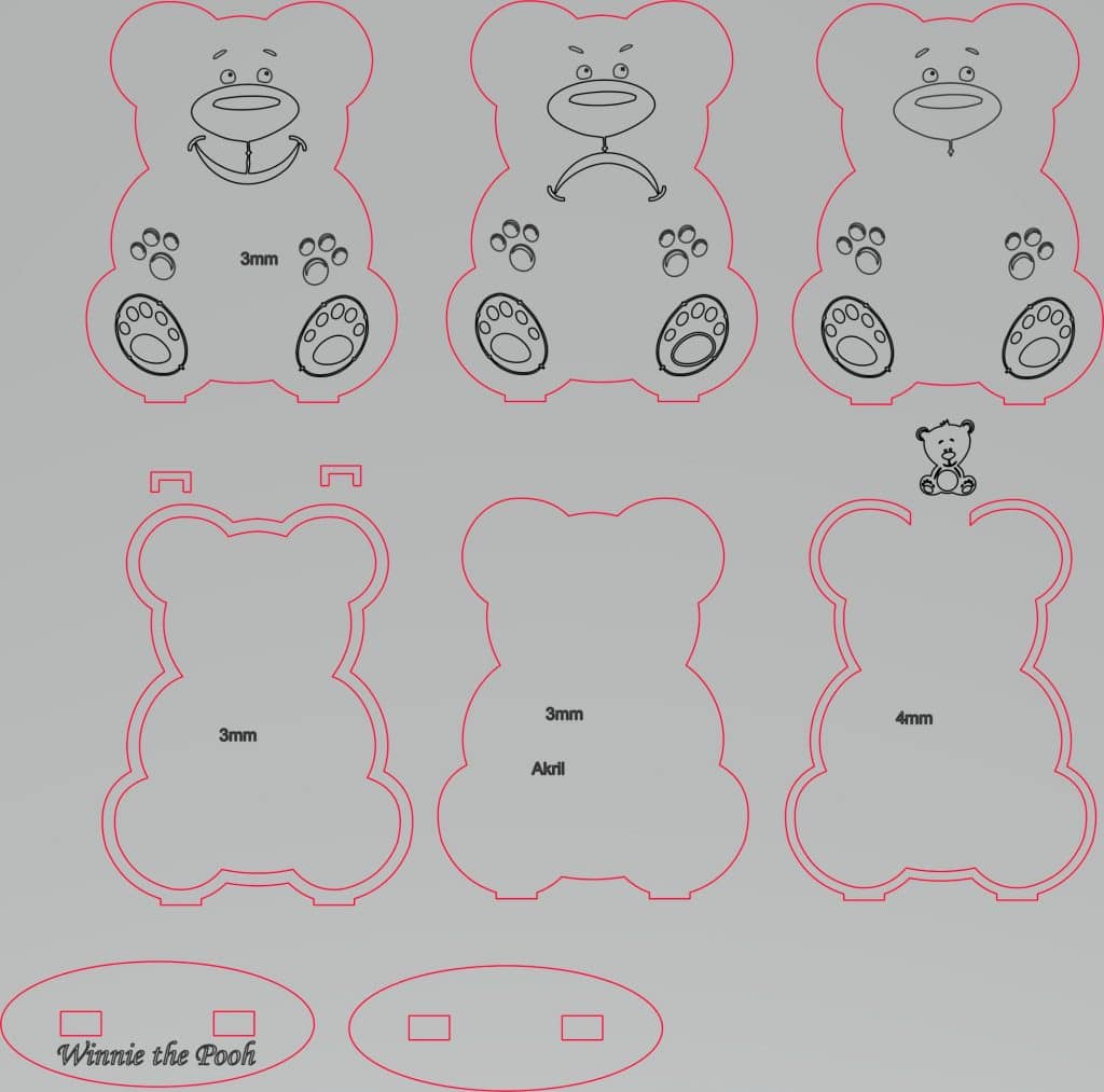 3 Osos — vector para corte CNC