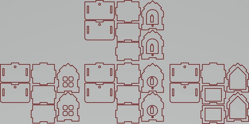 Set de casitas — vector para corte CNC