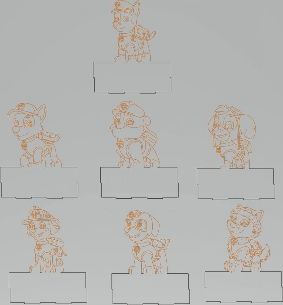 Decoraciones con perros — vector para corte CNC