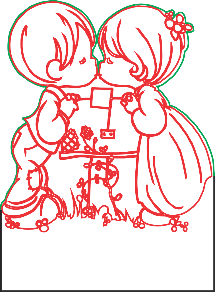Novios besándose — vector para corte CNC
