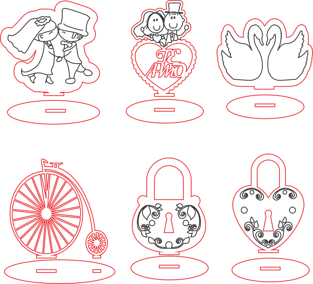 Decoraciones de amor — vector para corte CNC