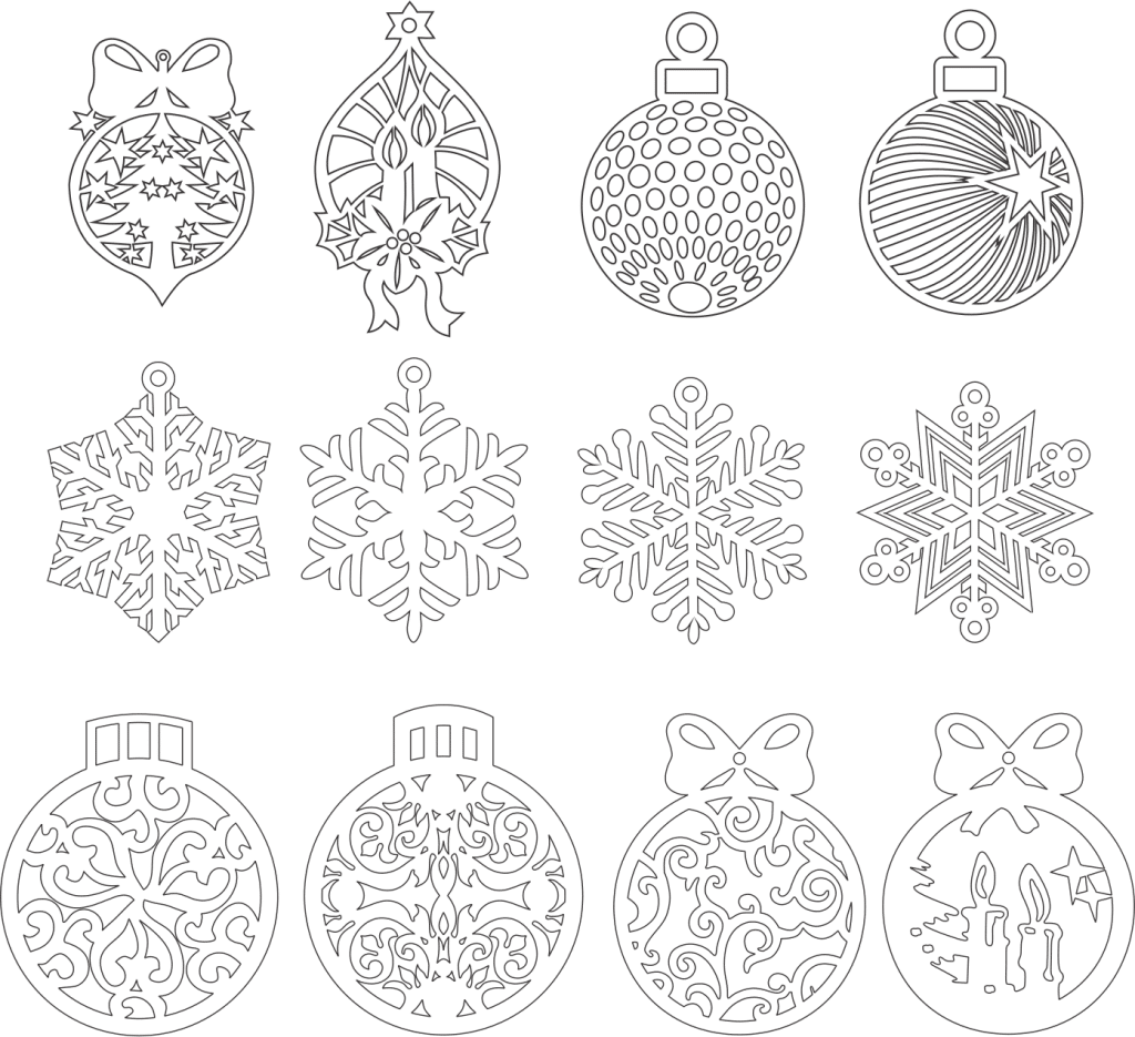 Galería de esferas y copos — vector para corte CNC