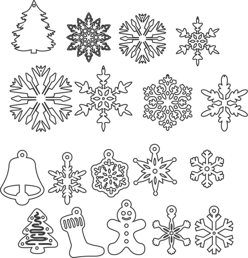 Galería de colgantes navideños — vector para corte CNC