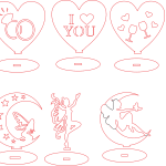Corazones y lunas - Vector descarganle para corte CNC y grabado laser gratis | Stanser