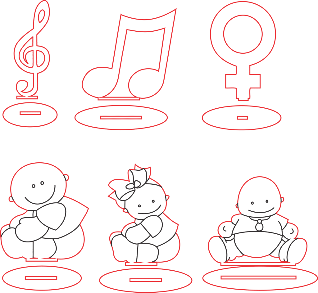 Bebés y notas musicales — vector para corte CNC