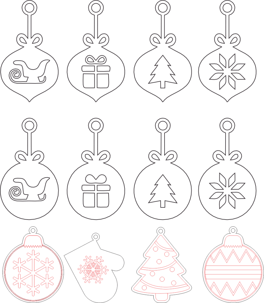 Colgantes navideños 3 — vector para corte CNC