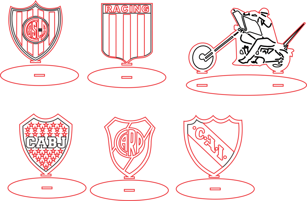 Escudos y motociclista — vector para corte CNC
