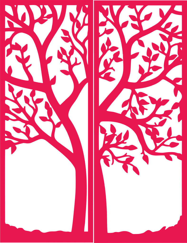 Par de cuadros de árboles — vector para corte CNC