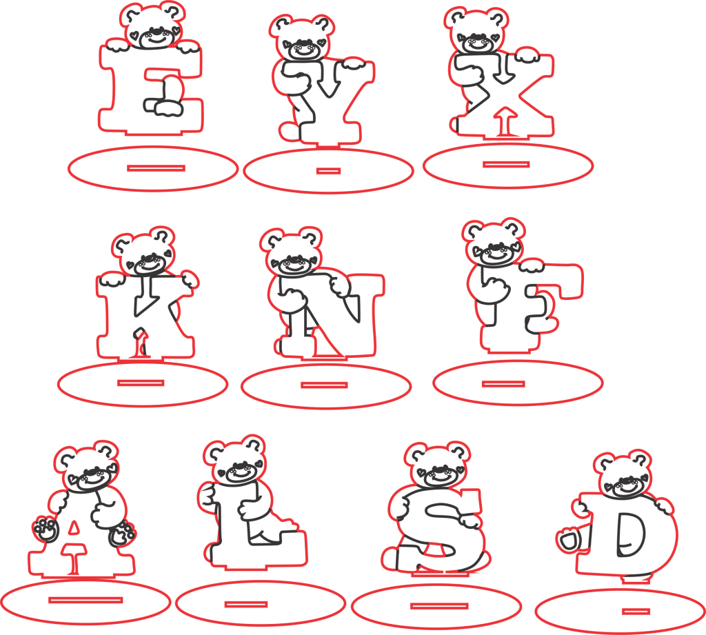 Letras con osos — vector para corte CNC