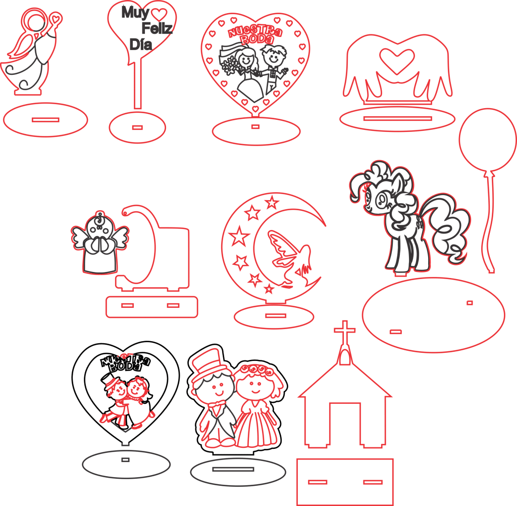Centros de mesa de amor — vector para corte CNC