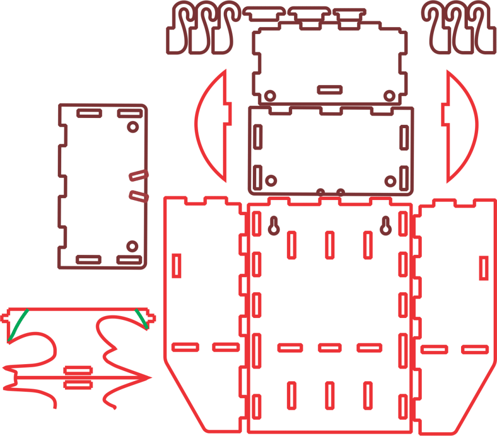 Caja con ganchos — vector para corte CNC