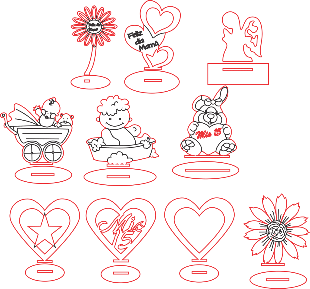 Decoraciones con base — vector para corte CNC