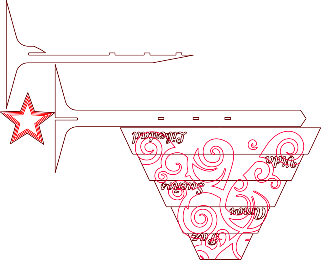 Pino con motivos navideño — vector para corte CNC