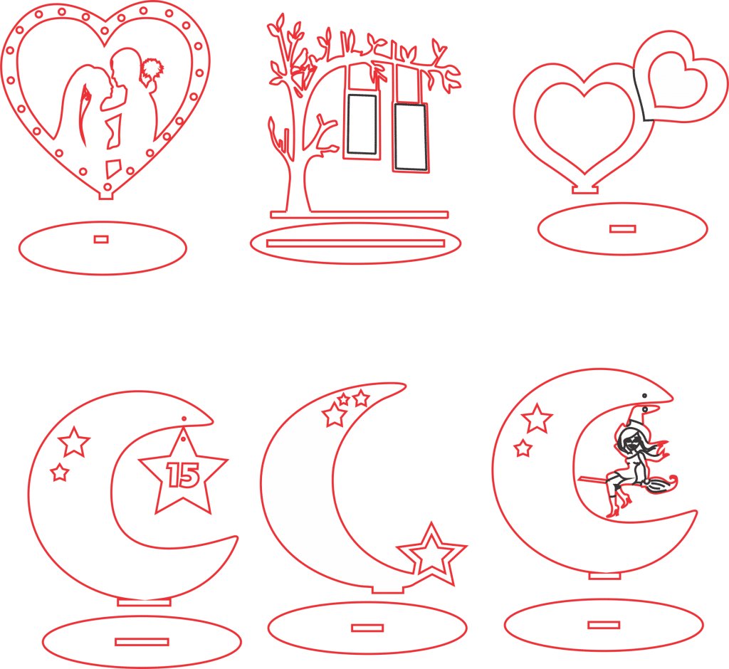 Corazones y lunas 2 — vector para corte CNC