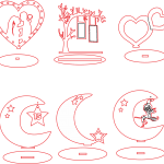 Corazones y lunas 2 - Vector descarganle para corte CNC y grabado laser gratis | Stanser