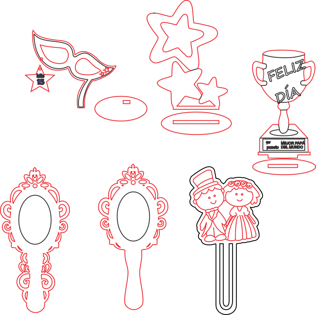 Espejos y decorativos de fiesta — vector para corte CNC