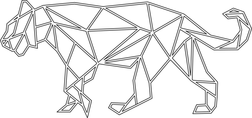 Felino geométrico andando — vector para corte CNC