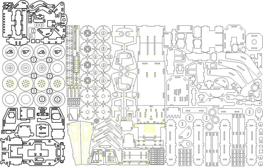 Set de vehículos armables — vector para corte CNC