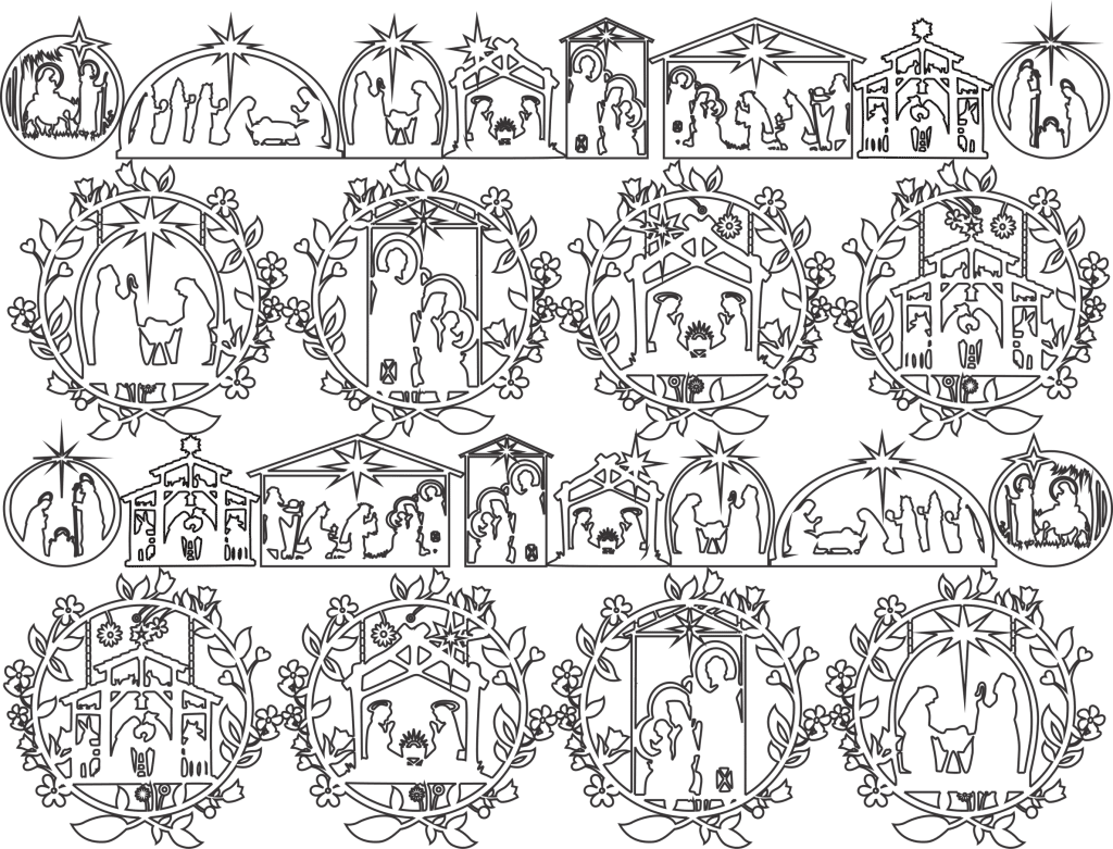 Nacimientos navideños — vector para corte CNC