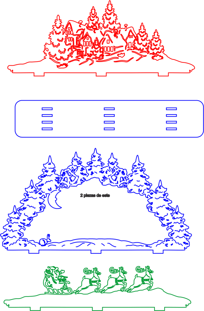 Paisaje invernal — vector para corte CNC