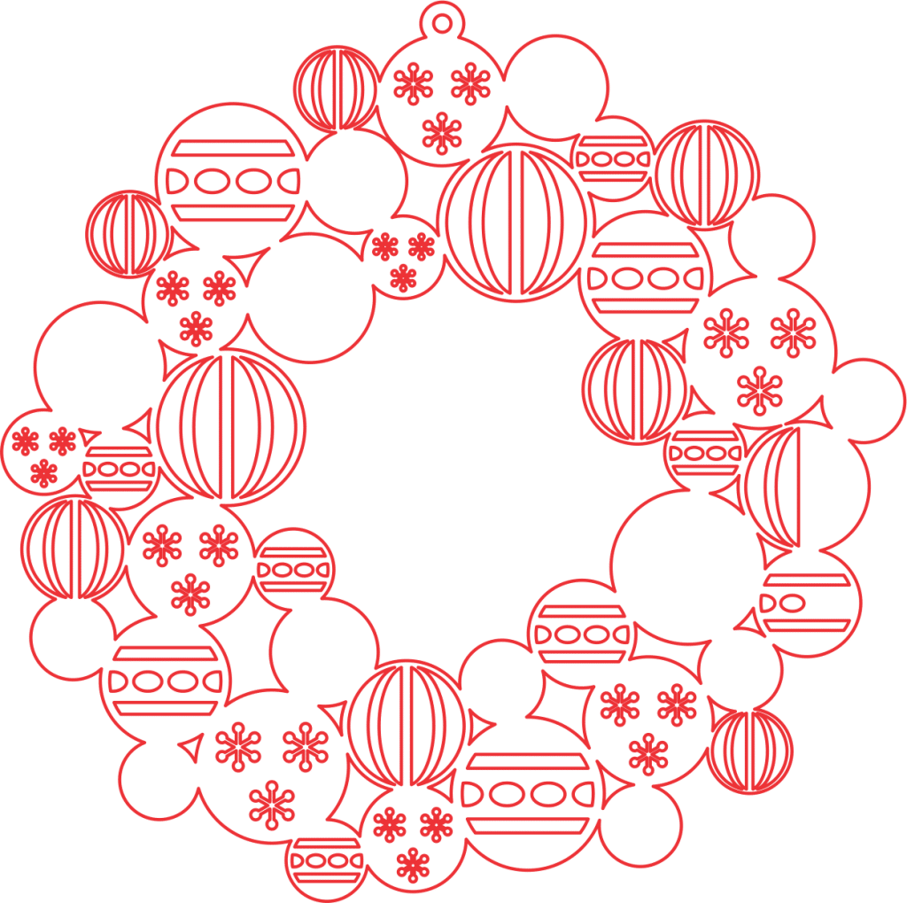 Corona navideña de esferas — vector para corte CNC