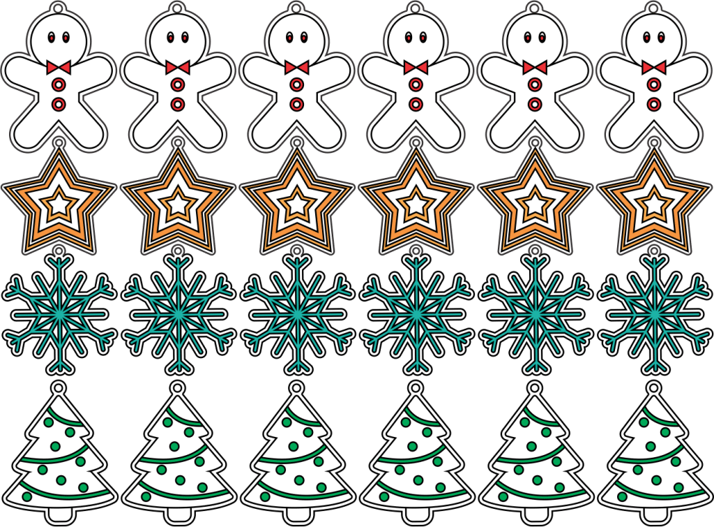 Juegos de colgantes navideños — vector para corte CNC