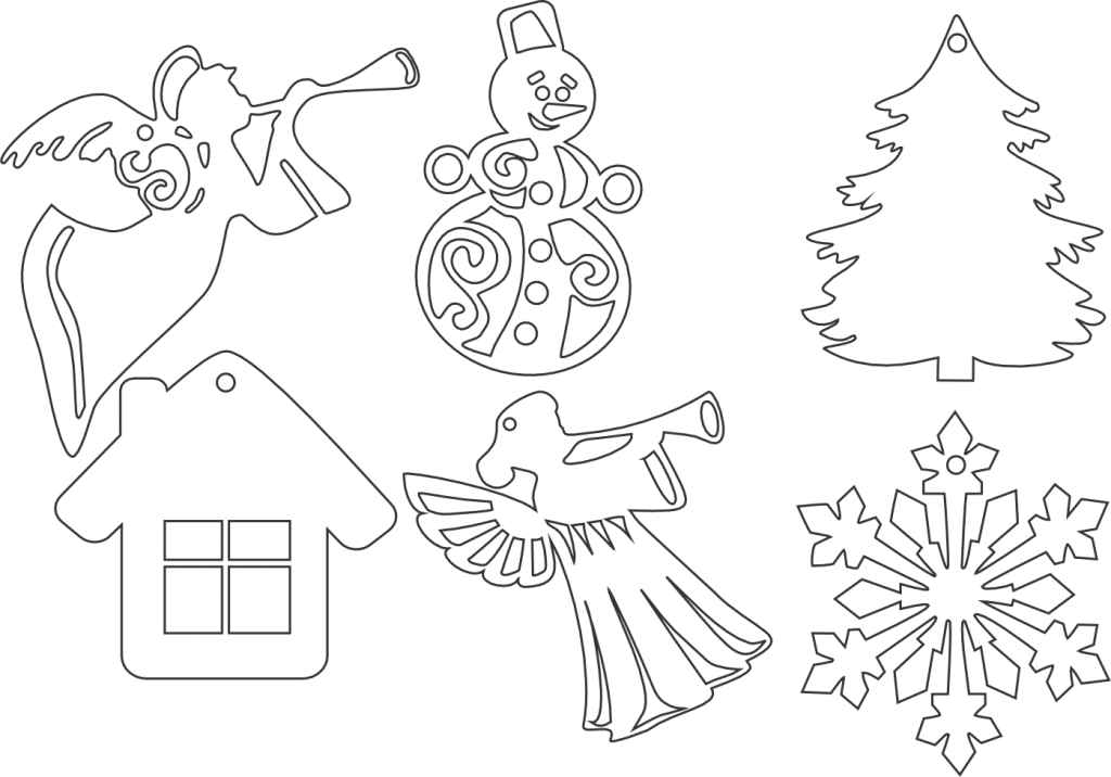 Colgantes navideños con querubines — vector para corte CNC