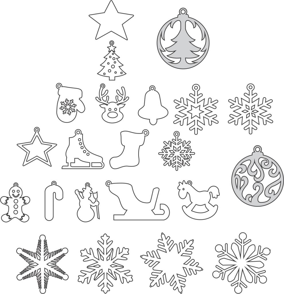Colgantes de artículos invernales — vector para corte CNC