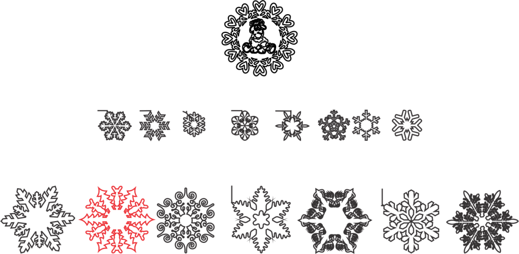 Siluetas de copos de nieve — vector para corte CNC