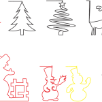 Siluetas de pinos y muñecos de nieve - Vector descarganle para corte CNC y grabado laser gratis | Stanser