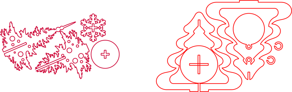 Pinos navideños con base — vector para corte CNC