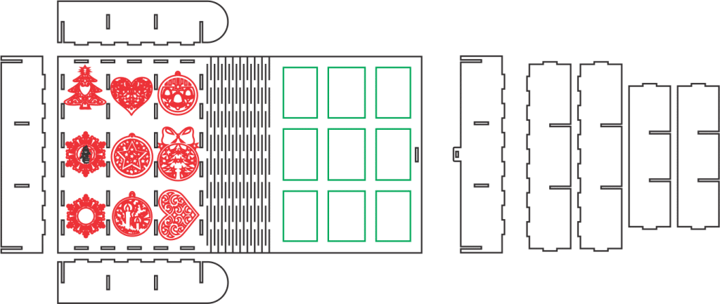 Caja para esferas con separaciones — vector para corte CNC