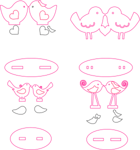 Parejas de pájaros con base