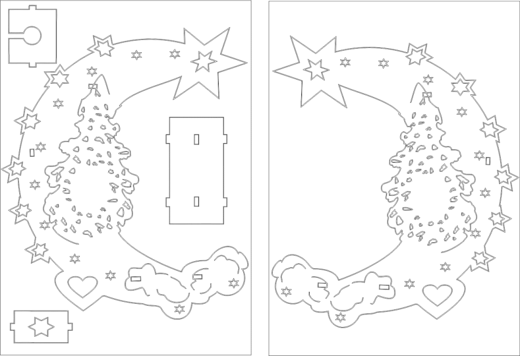 Luna con árbol navideño — vector para corte CNC