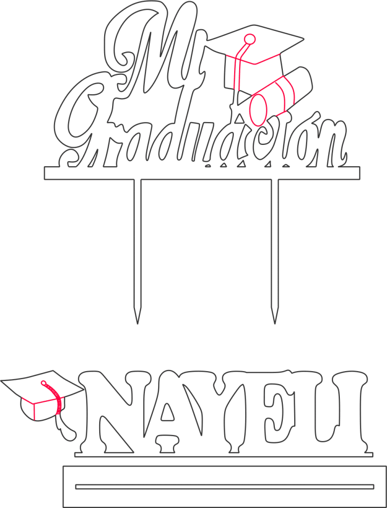 Decoración para pastel de graduación — vector para corte CNC