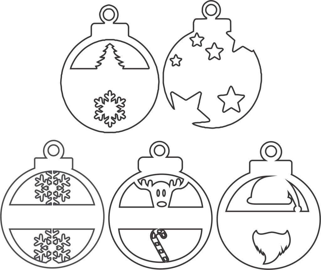 Esferas «Santa y reno» — vector para corte CNC