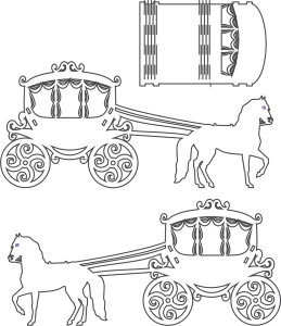 Carruaje con caballos armable