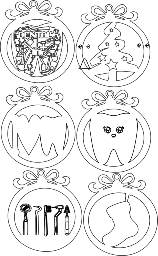 Esferas navideñas para dentistas — vector para corte CNC