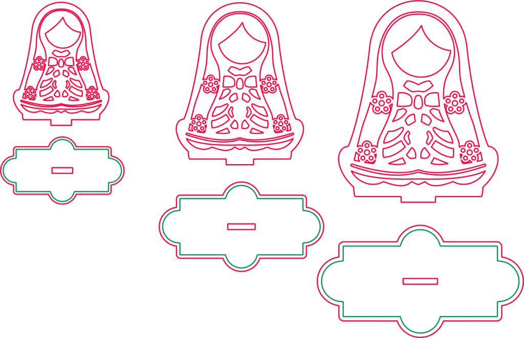 Trío de matrushkas — vector para corte CNC